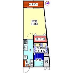 ホワイトオアシス 1Kの間取図画像