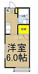 JR中央線 武蔵小金井駅 徒歩25分の賃貸アパート 1階1Kの間取り