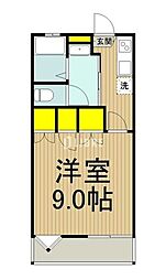 JR南武線 西国立駅 徒歩9分の賃貸マンション 3階1Kの間取り