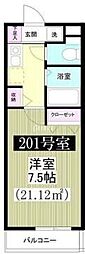 JR南武線 矢川駅 徒歩8分の賃貸アパート 2階1Kの間取り