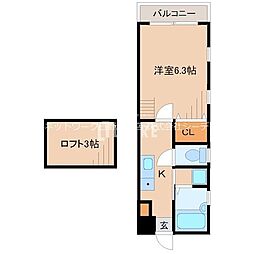 JR南武線 西国立駅 徒歩17分の賃貸アパート 2階1Kの間取り