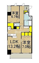 JR青梅線 中神駅 徒歩20分の賃貸マンション 4階2LDKの間取り