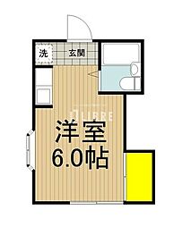 JR中央線 日野駅 徒歩11分の賃貸アパート 1階ワンルームの間取り