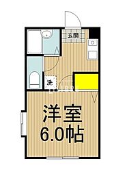 JR中央線 日野駅 徒歩10分の賃貸アパート 2階1Kの間取り