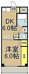 JR南武線 西国立駅 徒歩5分の賃貸マンション 1階1DKの間取り