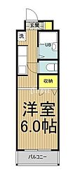 多摩都市モノレール 高幡不動駅 徒歩3分の賃貸マンション 2階1Kの間取り
