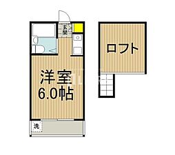 JR中央線 西国分寺駅 徒歩9分の賃貸アパート 2階ワンルームの間取り