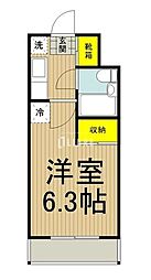 京王線 多磨霊園駅 徒歩6分の賃貸マンション 3階1Kの間取り