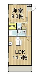 JR青梅線 中神駅 徒歩11分の賃貸マンション 2階2LDKの間取り