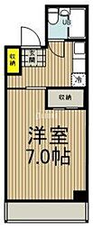 JR中央線 国立駅 徒歩9分の賃貸マンション 3階1Kの間取り