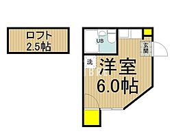 西武多摩湖線 一橋学園駅 徒歩17分の賃貸アパート 2階ワンルームの間取り
