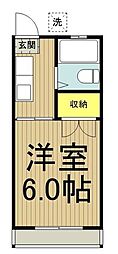 JR中央線 西国分寺駅 徒歩9分の賃貸アパート 2階1Kの間取り