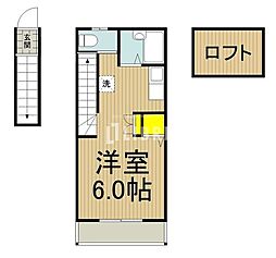 JR南武線 西国立駅 徒歩6分の賃貸アパート 2階1Kの間取り