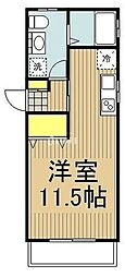 フェリーチェ万願寺 2階1Kの間取り