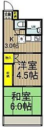 京王線 分倍河原駅 徒歩8分の賃貸アパート 3階2Kの間取り