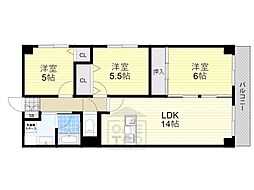 サワン東太田 2階3LDKの間取り