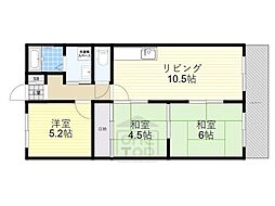 バーンフリート赤大路A棟 2階3LDKの間取り