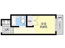 大池五番館 ワンルームの間取図画像
