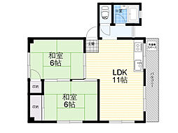 井上マンション 2LDKの間取図画像