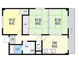 エクセル樋下 3DKの間取図画像