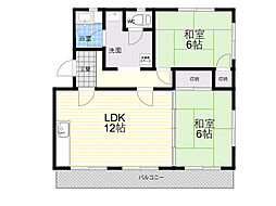 シャンテ並木1 2LDKの間取図画像