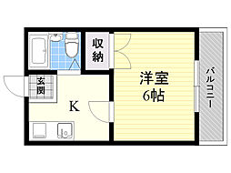 ウェルシィー氷室 1Kの間取図画像
