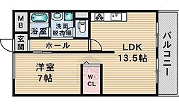 大住ニューハイツ 1LDKの間取図画像