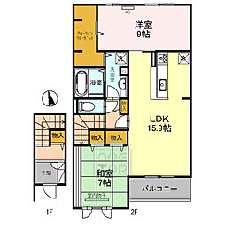 EstRiviere 2LDKの間取図画像