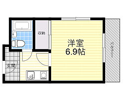 清和コーポ 1Kの間取図画像