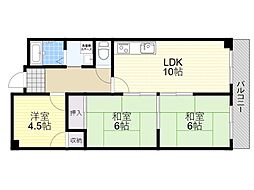 シャトーモンシェール 3LDKの間取図画像