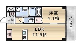 エール茨木本町 1LDKの間取図画像