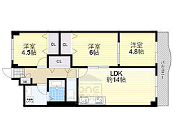リヴァーウィンド 3LDKの間取図画像