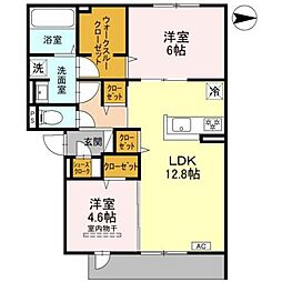 シエル・クレール 2LDKの間取図画像