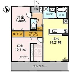 セジュールドソレイユ2 2LDKの間取図画像