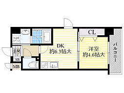 レシオ千里丘 1DKの間取図画像