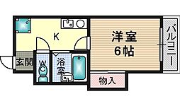 中村十番館 1Kの間取図画像