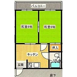 プレアール摂津鳥飼2 2DKの間取図画像