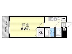 ソレイユ東奈良 1Kの間取図画像