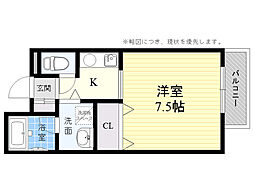プロースト高槻 ワンルームの間取図画像
