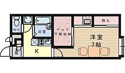 ピア高槻 1Kの間取図画像
