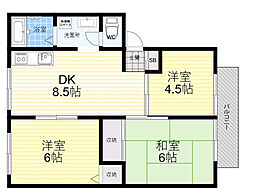 サンビレッヂ新和B 3DKの間取図画像