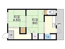 第一山下コーポ 2Kの間取図画像