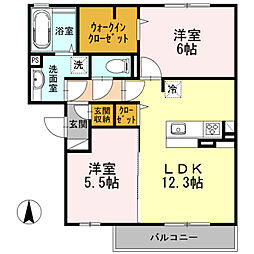 グレイス総持寺 2LDKの間取図画像
