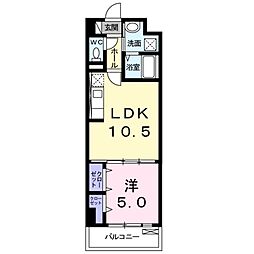 西田中ヒルズ 1LDKの間取図画像