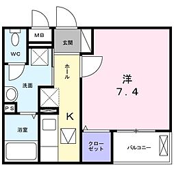 シェーネ 1Kの間取図画像