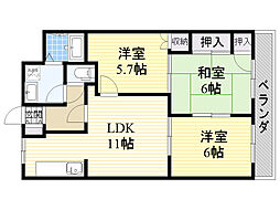 ファミリーハイム大空 3LDKの間取図画像