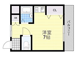 アンフィニィ・橋の内3 ワンルームの間取図画像
