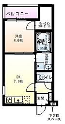 フジパレス摂津香露園 1DKの間取図画像