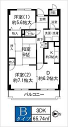 サウスファーム 3DKの間取図画像