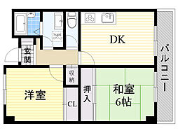 アメニティ駅前 2DKの間取図画像